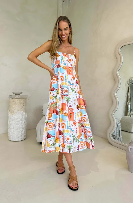 Women's Trendy Activewear Apparel Sustainable Fashion Extravaganza Citrus Juniper Maxi Dress