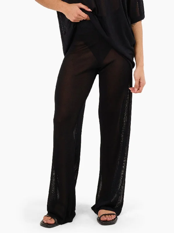 Women's Plus-Size Casual Outfit Evening Looks Anais Knit Pant - Black