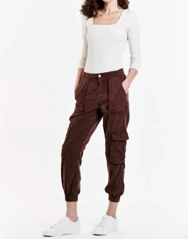 Comfortable Lounge Clothing Weekend Special Sandi Tencel Cargo Pants In Chestnut