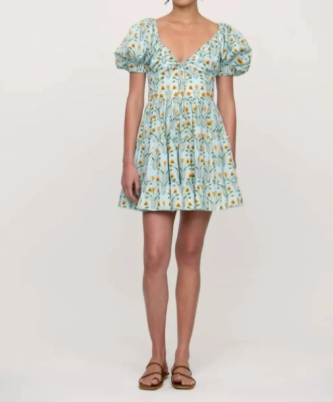 Women's Stylish Professional Garments Comfort Centric Apparel Manzanilla Diente De Leon Amanecer Mini Dress In Blue