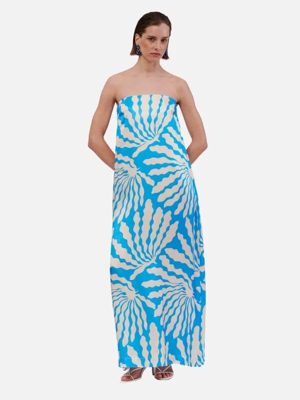 Women's Seasonal Clothing Season Appropriate Women's Collection Palma Trapeze Maxi Dress - Blue Women's Seasonal Clothing Season Appropriate Women's Collection Palma Trapeze Maxi Dress - Blue