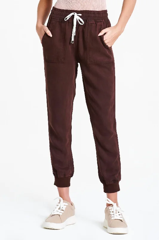 Stylish Women's Clothing Cottagecore Rustic Charm Style Jacey High Rise Jogger Pants In Dark Oak