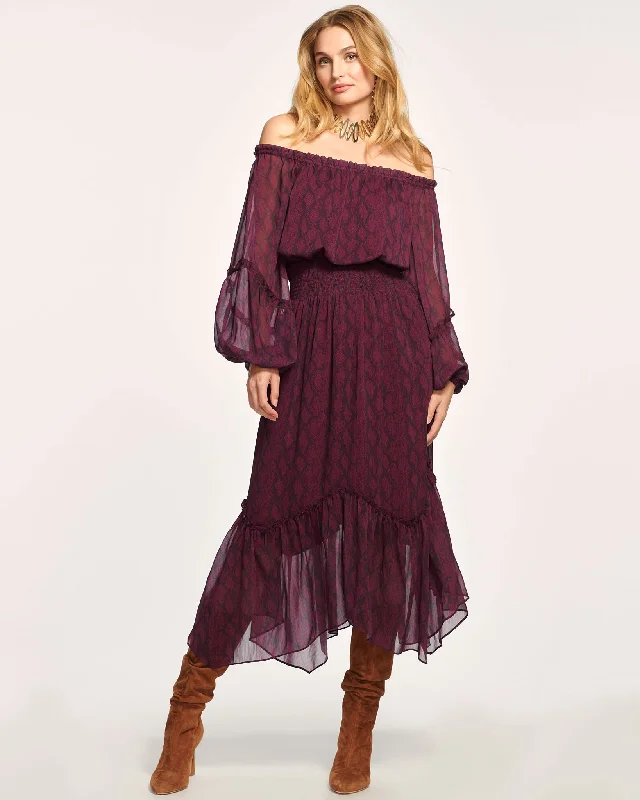 Affordable Women's Attire Beat The Heat In Tropical Styles Danna Off-The-Shoulder Midi Dress Affordable Women's Attire Beat The Heat In Tropical Styles Danna Off-The-Shoulder Midi Dress