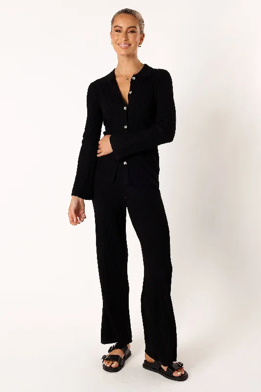 Formal Clothing For Women Seasonal Trend Aylia Ribbed Knit Set - Black