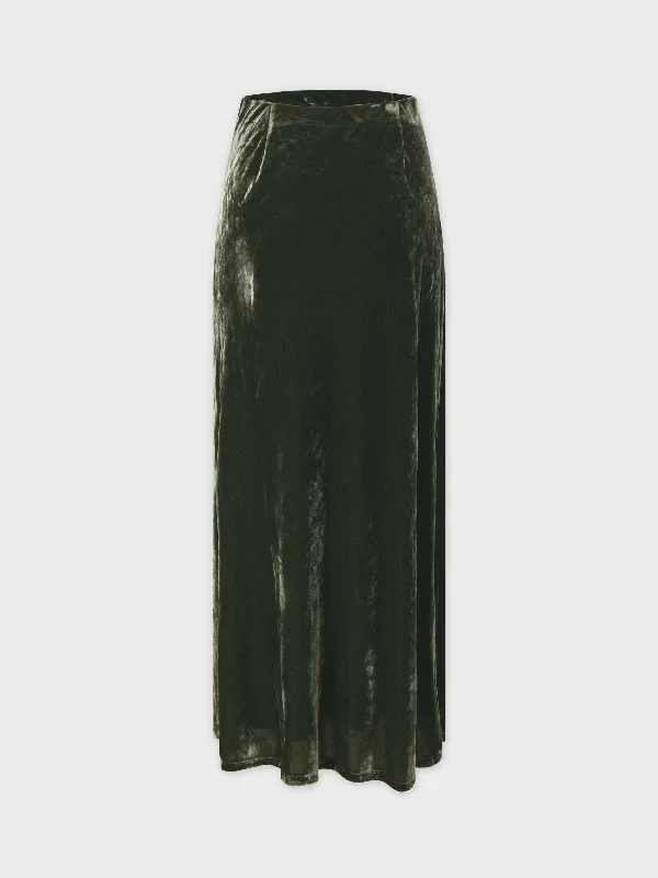 Women's Casual Wear Clothing Fashion Deal Velvet Slip Skirt-Olive Green