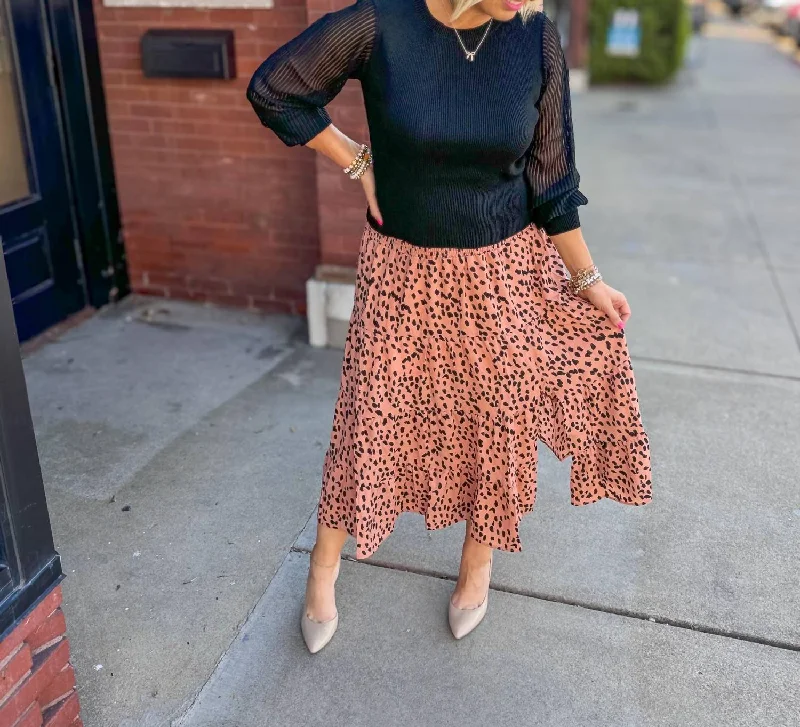 Women's Outerwear Clothing Wardrobe Essentials Animal Print Midi Skirt In Rosewood