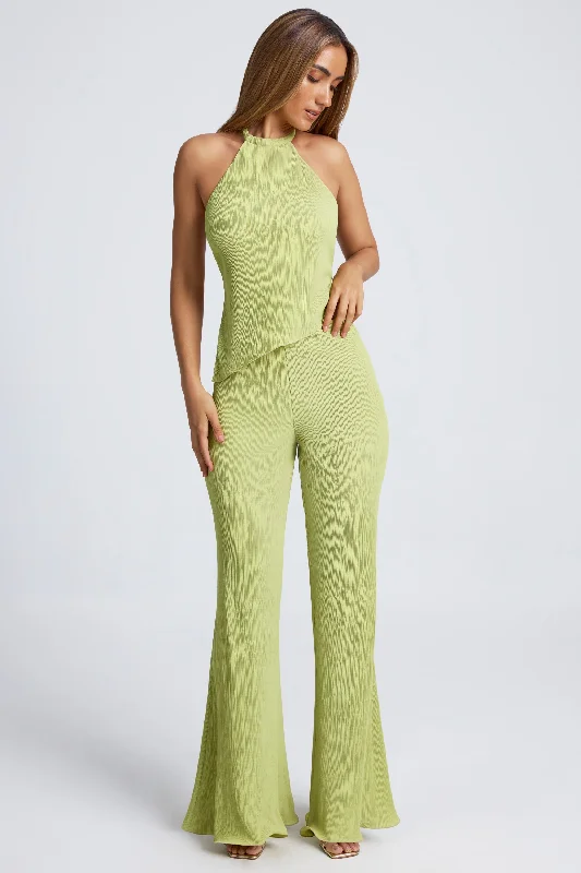 Women's Outdoor Activity Garments Hot Trends High-Waist Wide-Leg Trousers in Olive Green