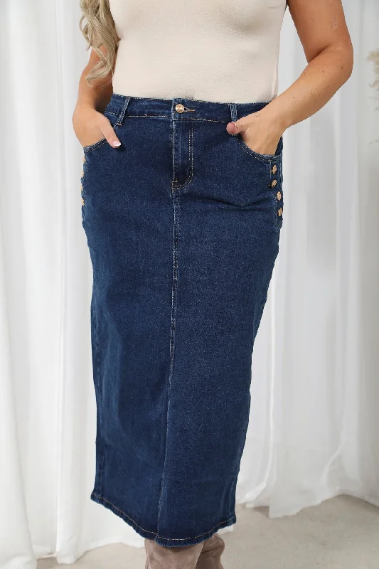 High-Fashion Women's Clothing Wardrobe Refresh Curve Denim Skirt