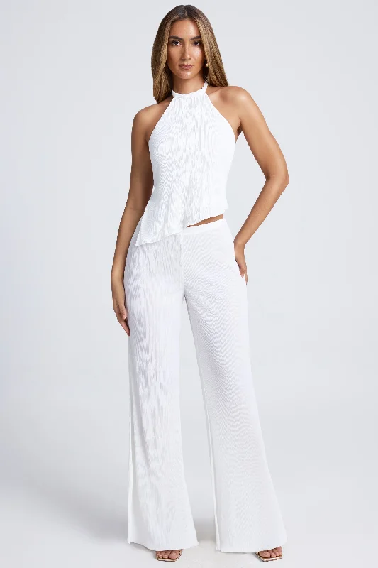 Women's Elegant Garments Fashion Forward High-Waist Wide-Leg Trousers in White