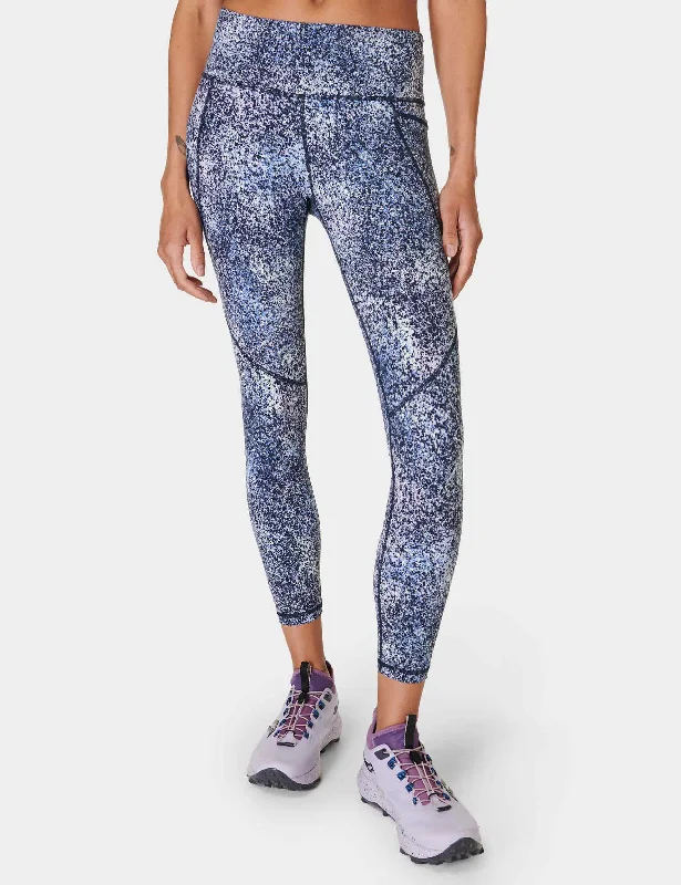 Women's Vacation Outfit Set Vibrant Styles Power 7/8 Gym Leggings - Blue Speckle Print