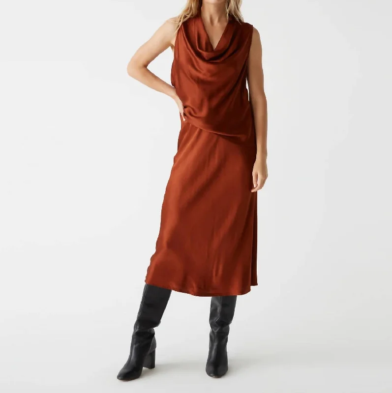 Stylish Women's Outfit Big Savings On Rustic Countryside Styles Leila Midi Skirt In Lava